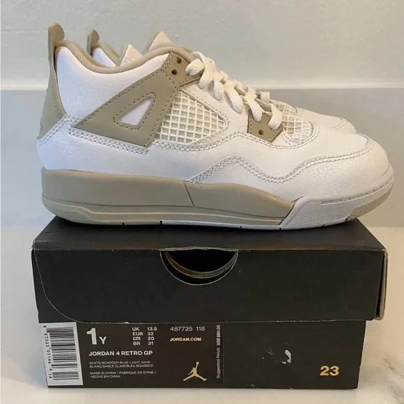 NIKE AIR JORDAN 4 RETRO PS IV 4 Linen SAND White 487725 118 1Y UK 13.5 EUR 32 - Picture 8 of 10